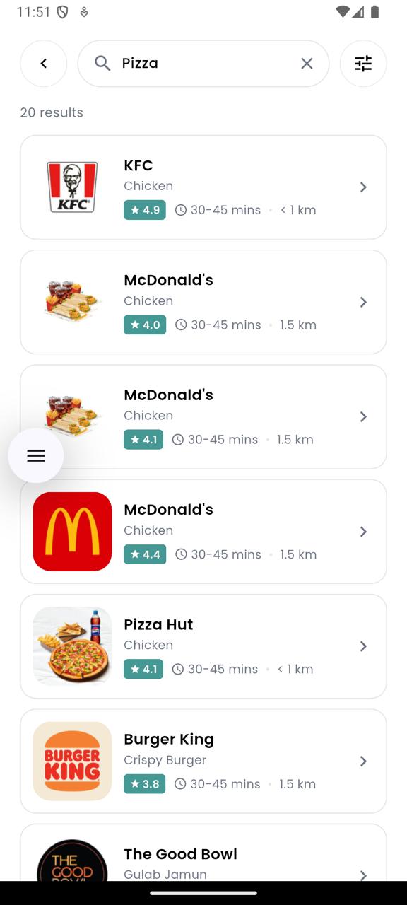 Search food on GetDirect