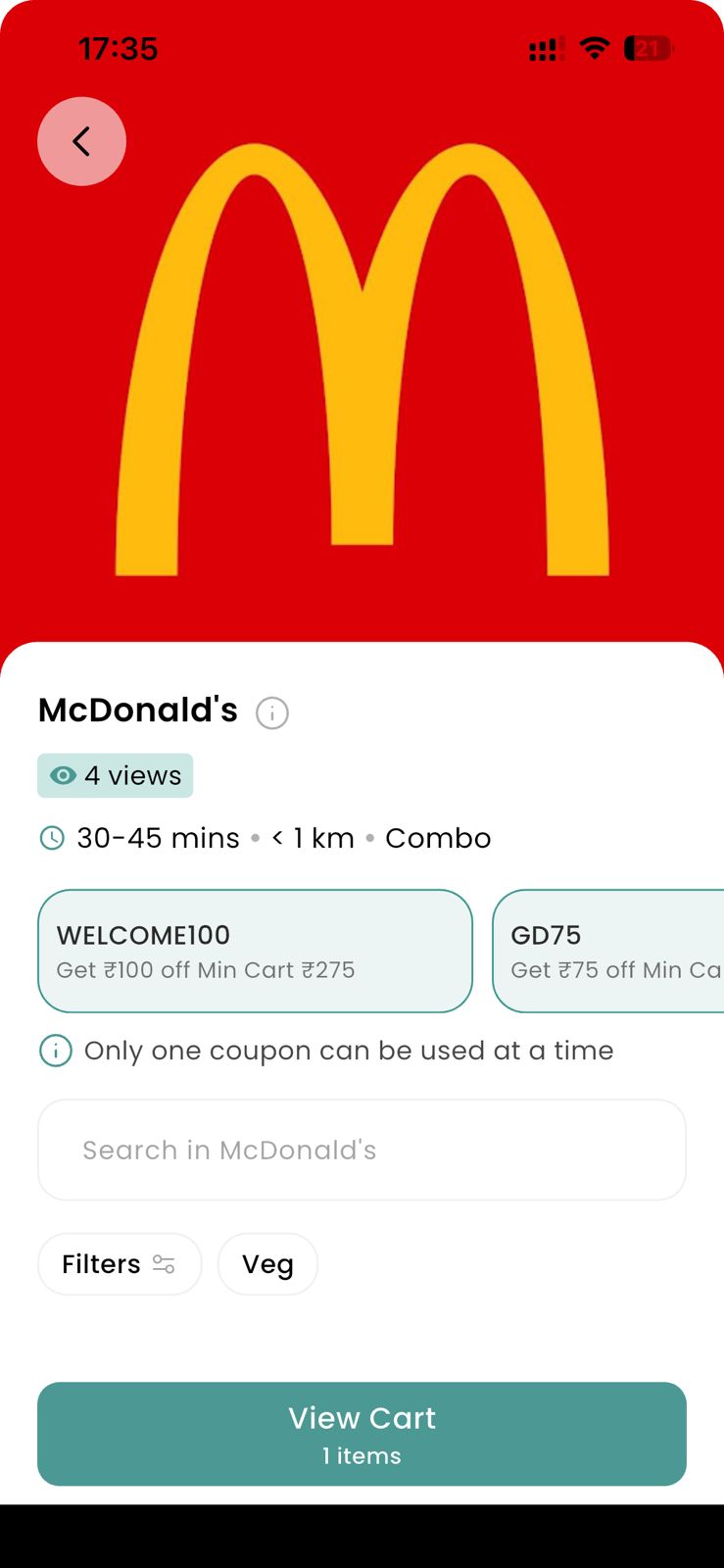 Restaurant detail with coupons